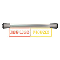 Front view of Sonifex LED Twin Flush Mount Sign MIC LIVE & PHONE on white background