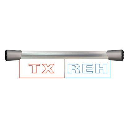 Front view of Sonifex LED Twin Flush Mount TRANSMISSION & REHEARSAL Sign on white background