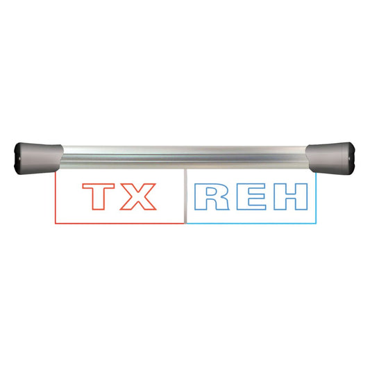 Front view of Sonifex LED Twin Flush Mount TRANSMISSION & REHEARSAL Sign on white background