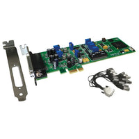 Angled front view of Sonifex PC-AD2 with cables and brackets on white background