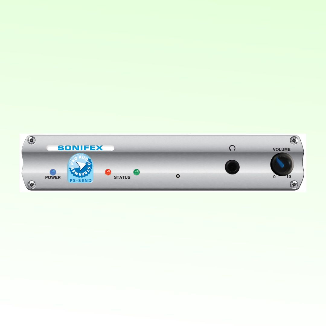 Front panel of Sonifex PS-SEND on light green background