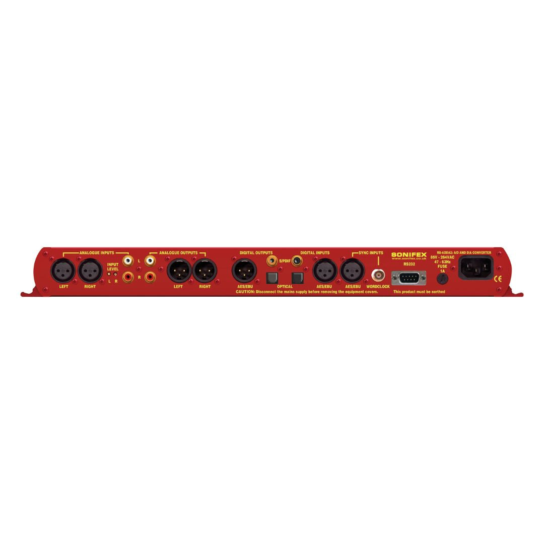 Rear view of Sonifex RB-ADDA2 on white background