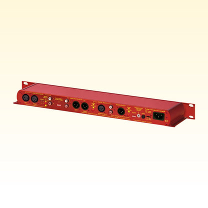 Angled rear view of Sonifex RB-ADDA on orange background