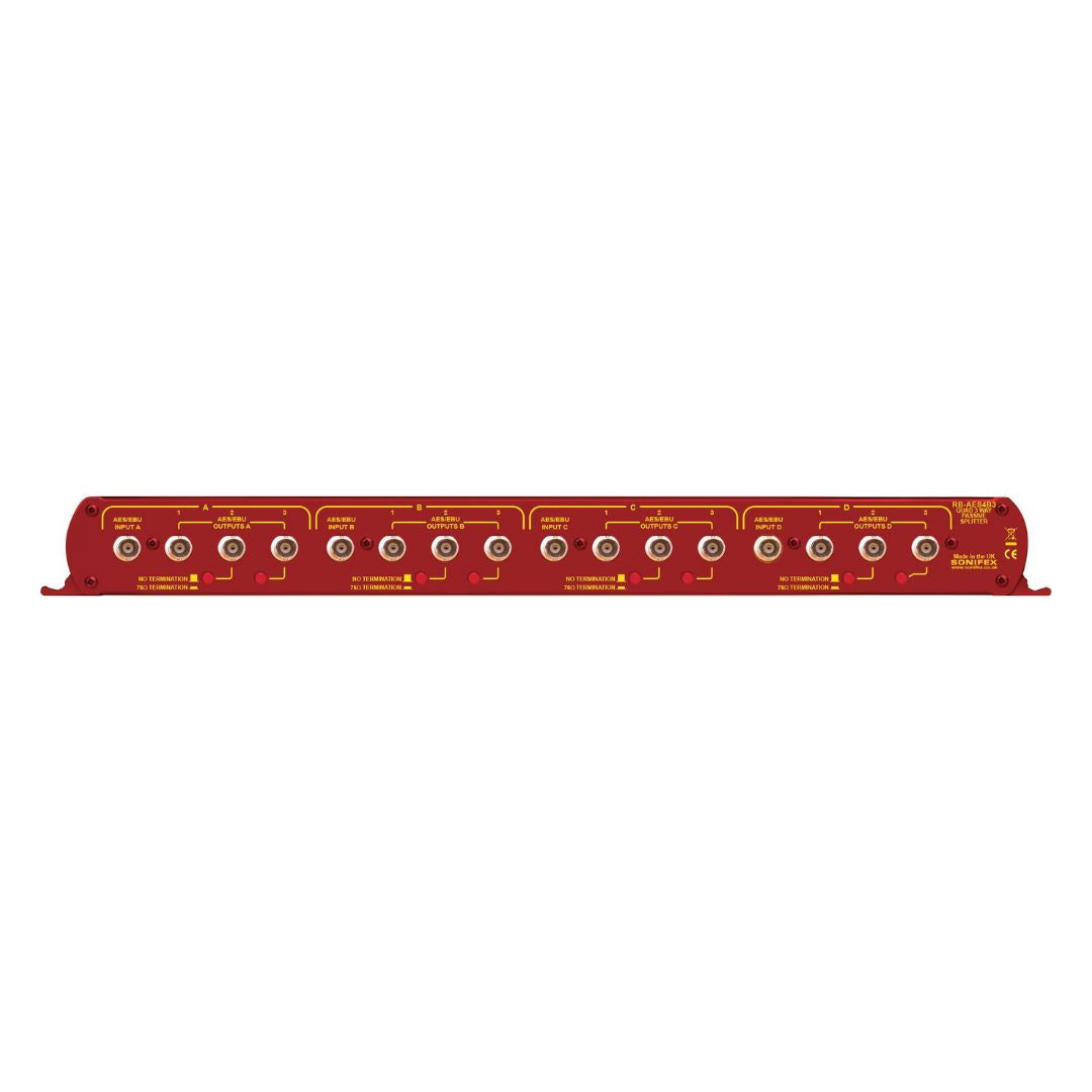 Rear view of Sonifex RB-AES4B3 on white background