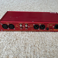 Top shot of rear panel of Sonifex RB-BL2 on beige rug