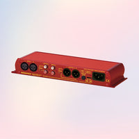 Angled front panel of Sonifex RB-BL2 on pink and purple gradient background