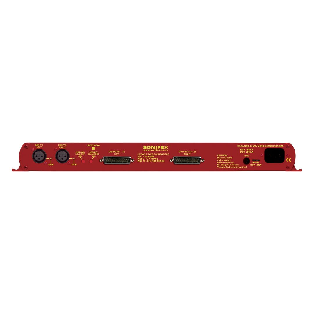 Rear view of Sonifex RB-DA24MD on white background