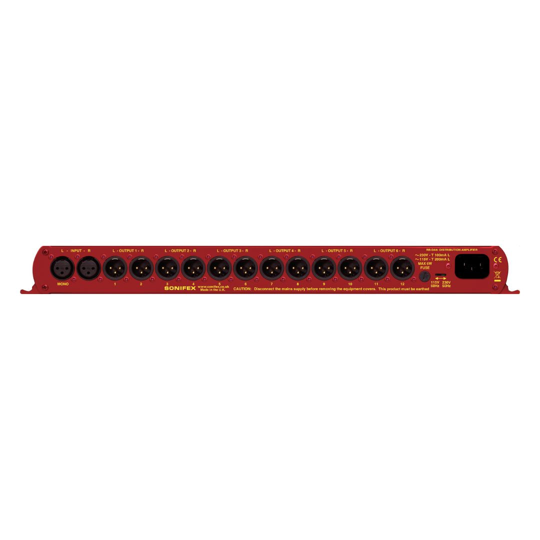 Rear view of Sonifex RB-DA6 on white background