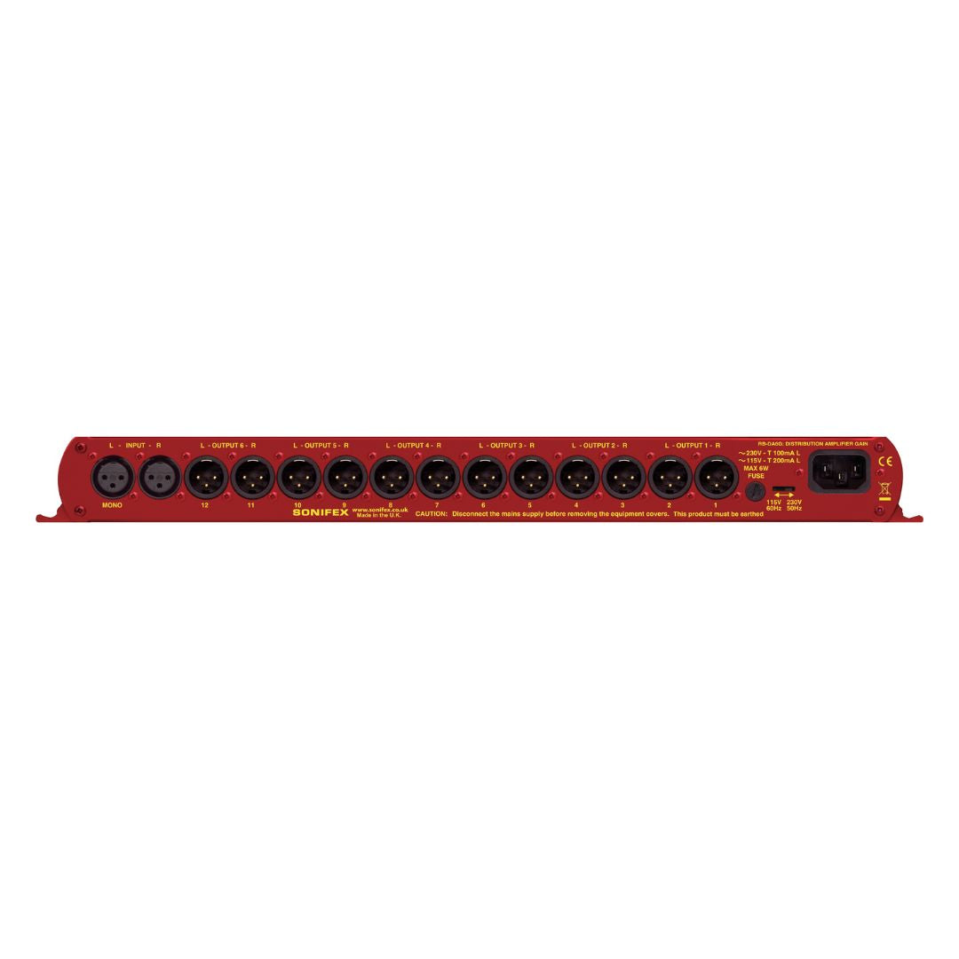 Rear panel of Sonifex RB-DA6G on white background