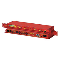 Pair of Sonifex RB-DD4 stacked displaying front and rear panels on white background