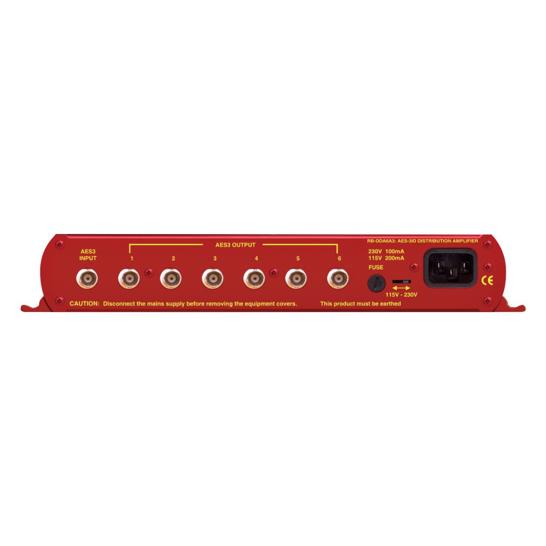 Rear panel of Sonifex RB-DDA6A3 on white background