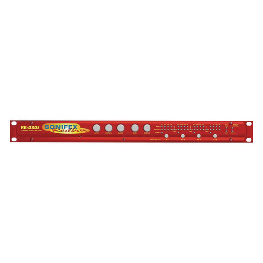 Front panel of Sonifex RB-DSD8 on white background