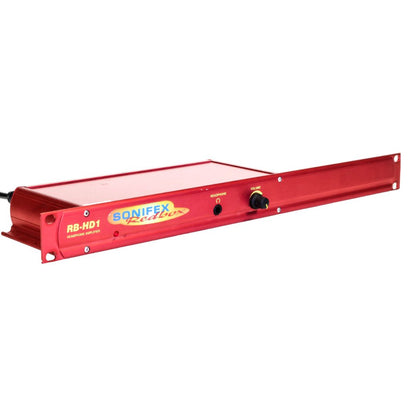 Angled front panel of Sonifex RB-HD1 on white background