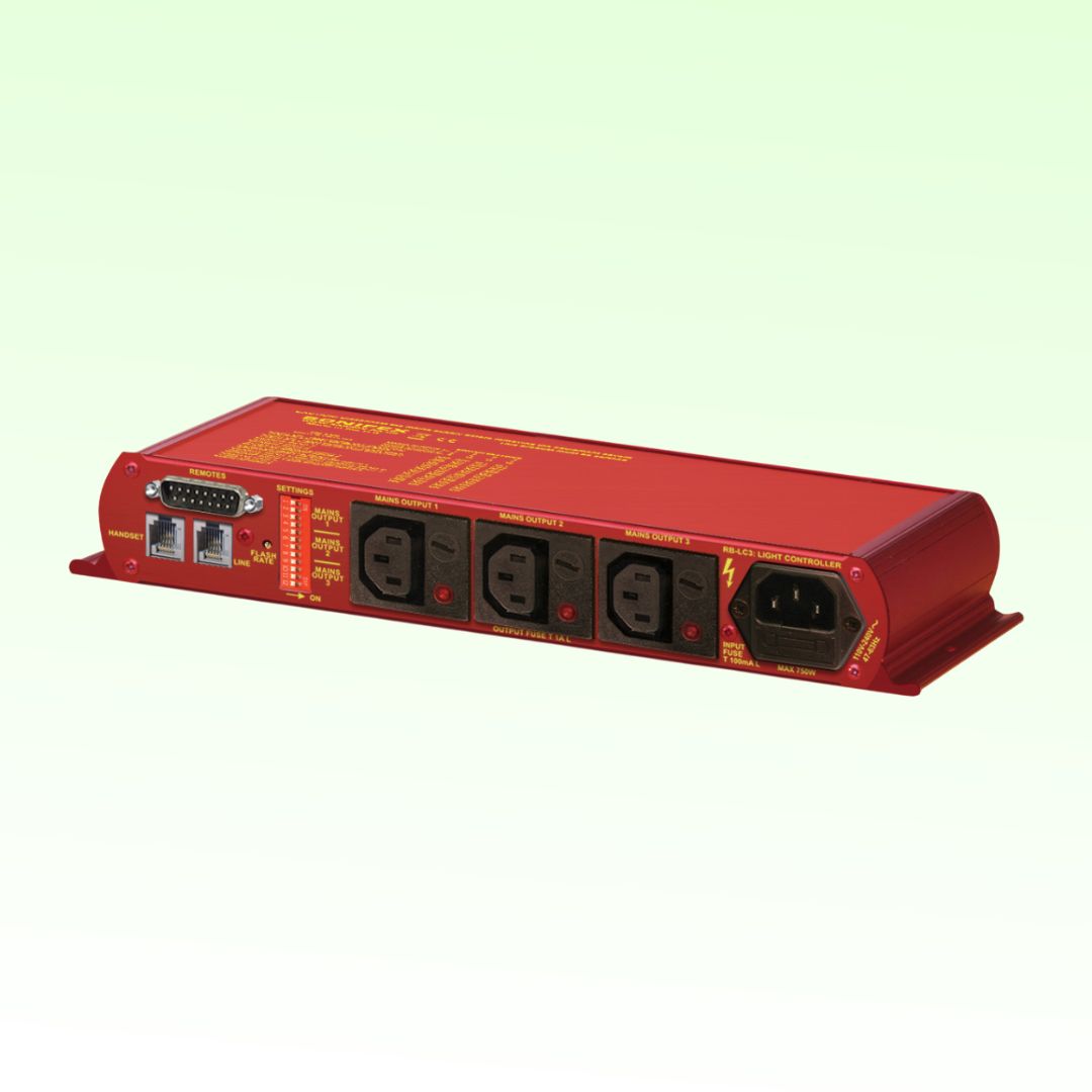 Angled view of Sonifex RB-LC3 on lime green background