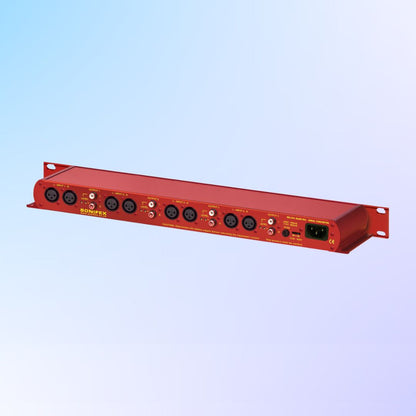 Angled shot of Sonifex RB-LU4 on blue gradient background