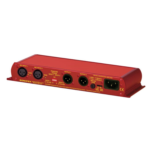 Angled rear panel of Sonifex RB-MA2 on white background