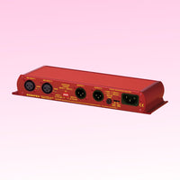 Angled rear panel of Sonifex RB-MA2 on pink background
