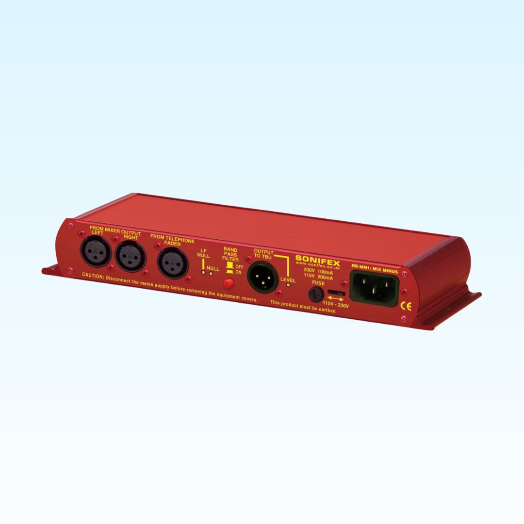 Angled photo of Sonifex RB-MM1 on light blue background