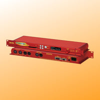 Pair of Sonifex RB-PD2 stacked displaying front and rear panels on orange background