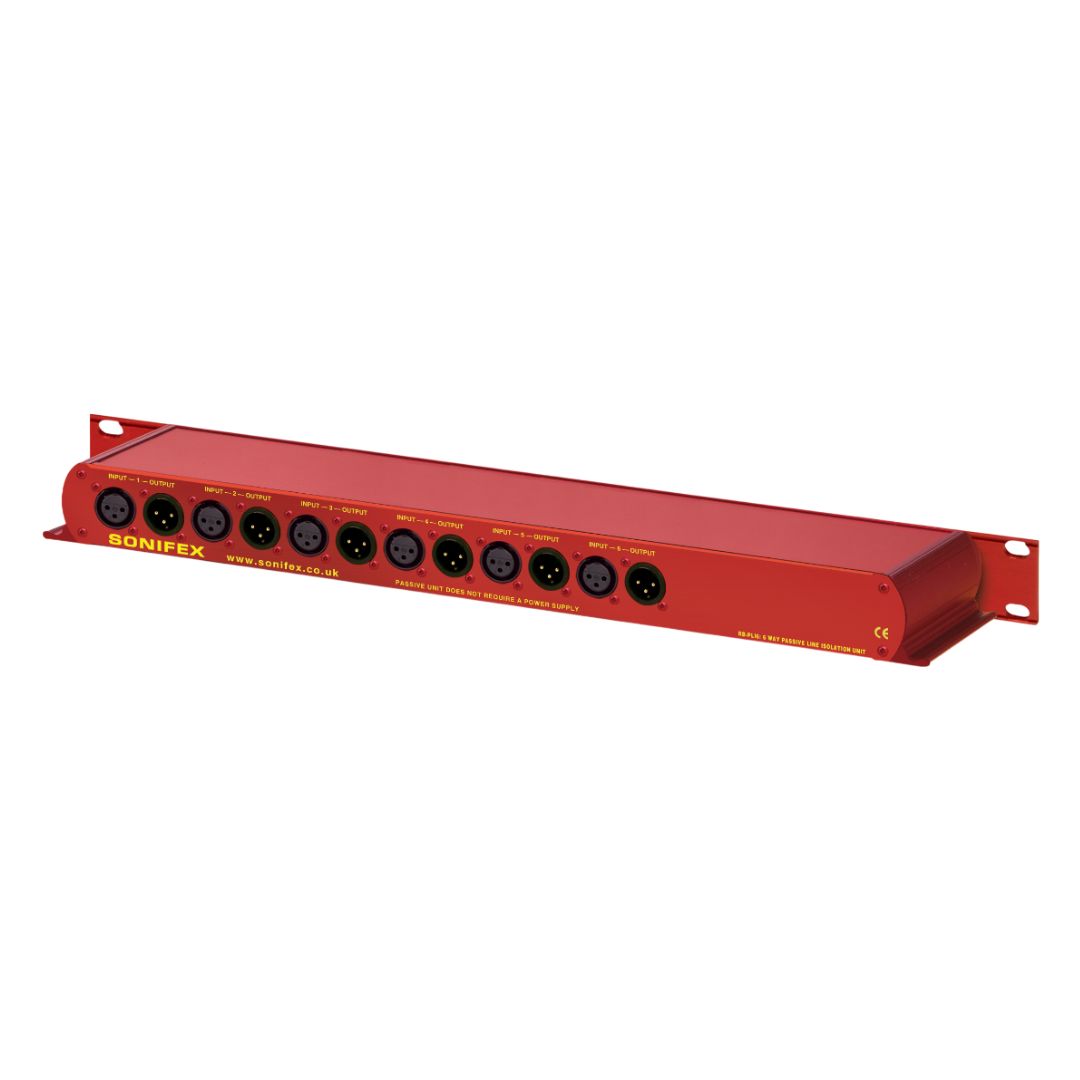 Angled rear view of Sonifex RB-PLI6 on white background