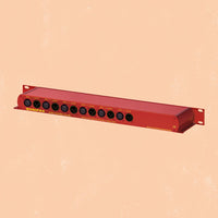 Angled rear view of Sonifex RB-PLI6 on orange background