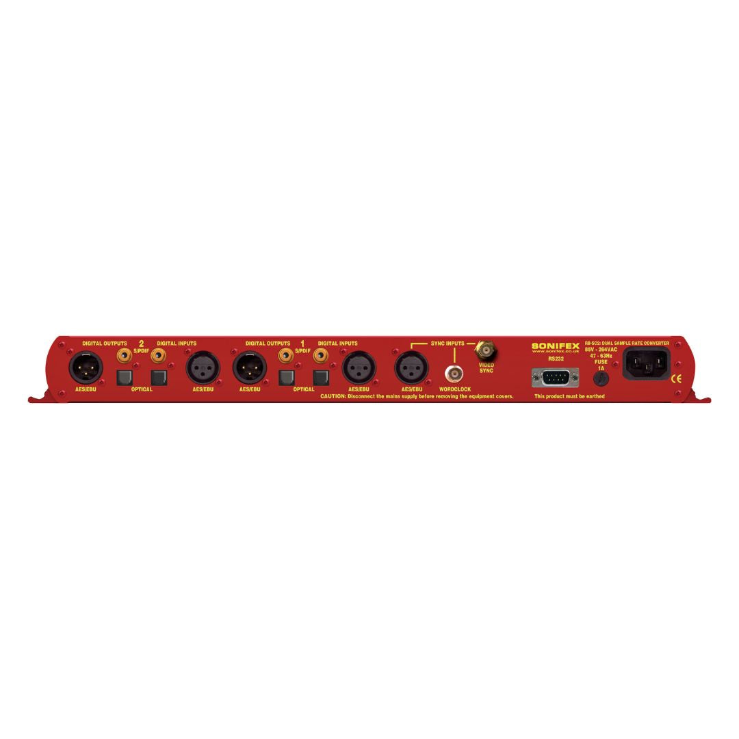 Rear panel of Sonifex RB-SC2 on white background