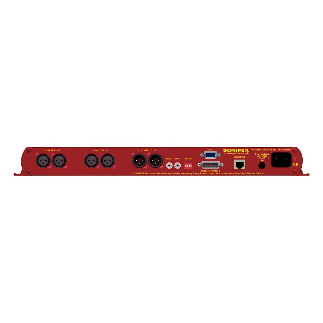 Rear panel of Sonifex RB-SD1IP on white background