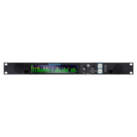 Front view of Sonifex RM-X-64-DNT 64-Channel Dante & MADI Reference Monitor on white background
