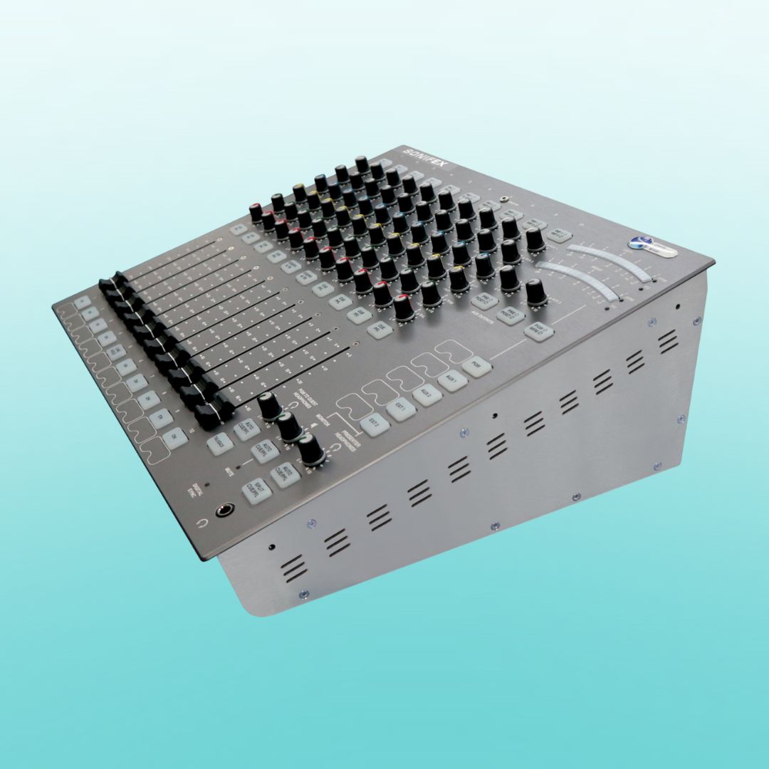 Angled view of Sonifex S1 on blue background