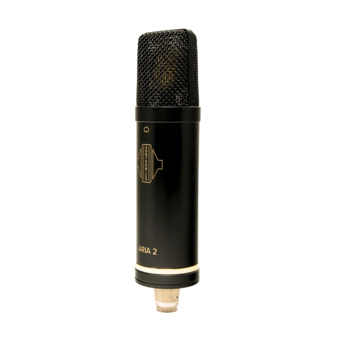 Angled left view of Sontronics ARIA 2 Tube Condenser Microphone on white background