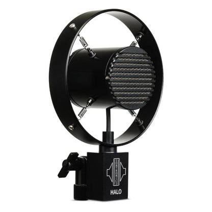 Angled view of Sontronics HALO Dynamic Microphone for Guitar Amps on white background