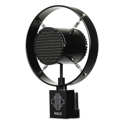Angled view of Sontronics HALO Dynamic Microphone for Guitar Amps on white background