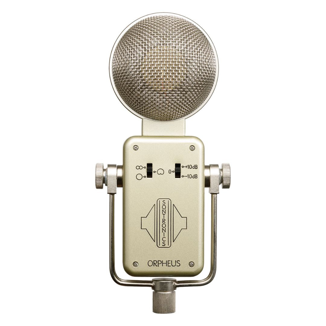 Front view of Sontronics ORPHEUS Multi-Pattern Condenser Microphone on white background