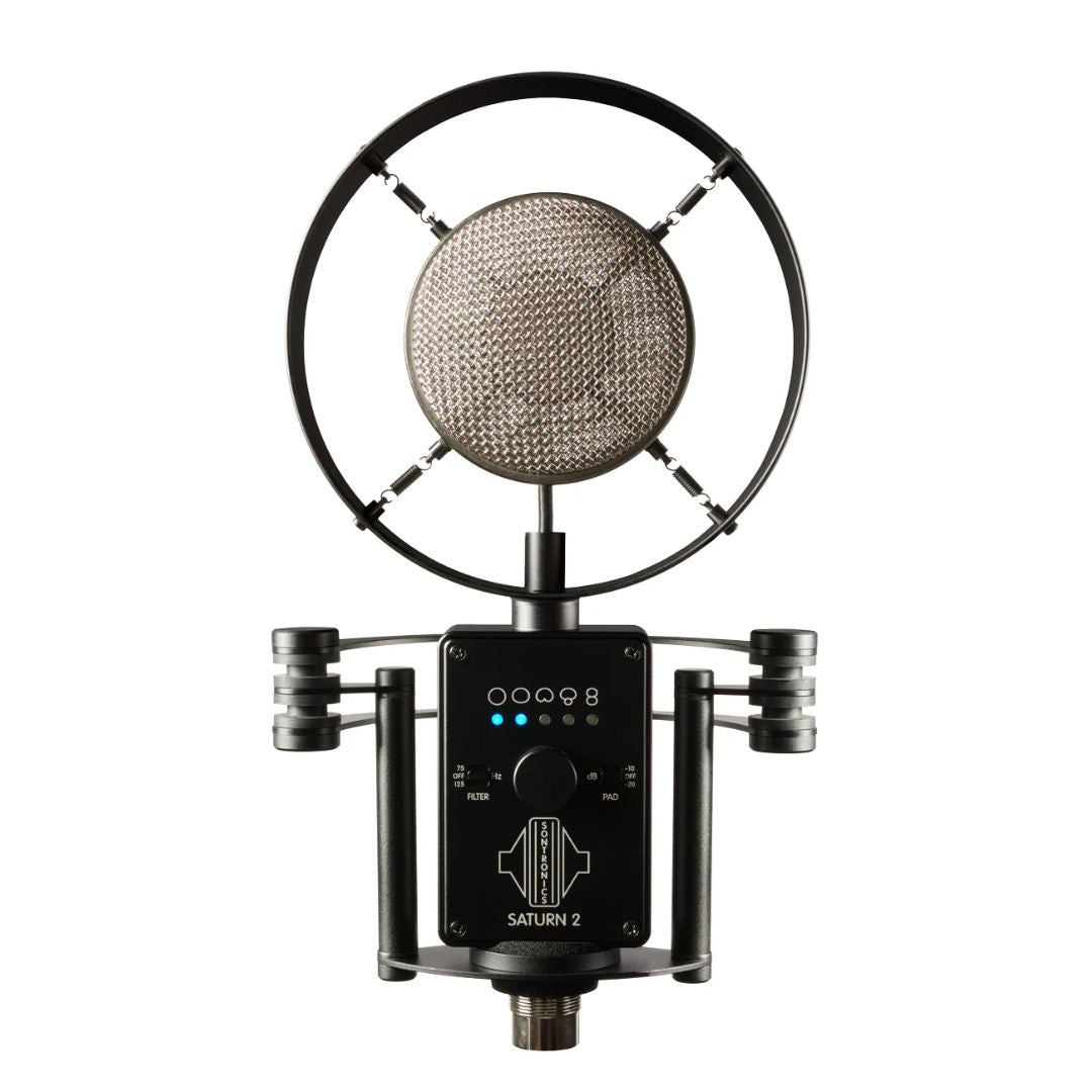 Front view of Sontronics SATURN 2 Multi-Pattern Large-Diaphragm Condenser Microphone on white background