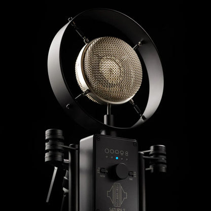Close up angled view of Sontronics SATURN 2 Multi-Pattern Large-Diaphragm Condenser Microphone on black background