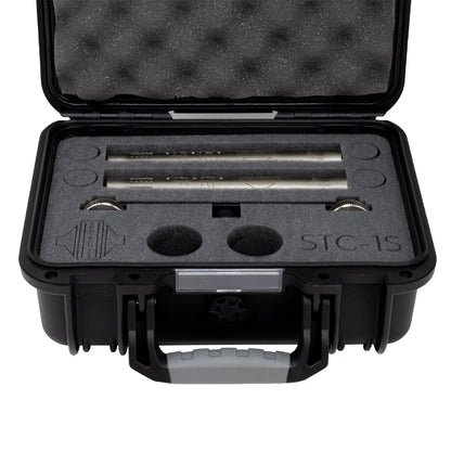 Inclusions of Sontronics STC-1S Matched Stereo Pair of Condenser Microphones Silver on white background
