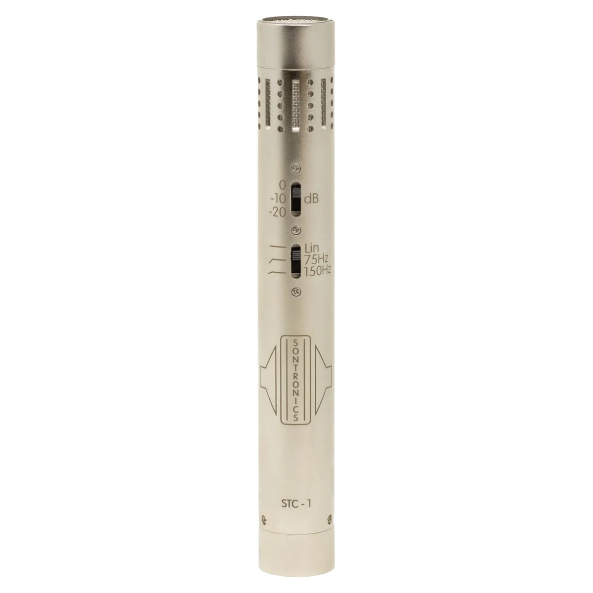 Front view of Sontronics STC-1 Small-Diaphragm Condenser Microphone Silver on white background