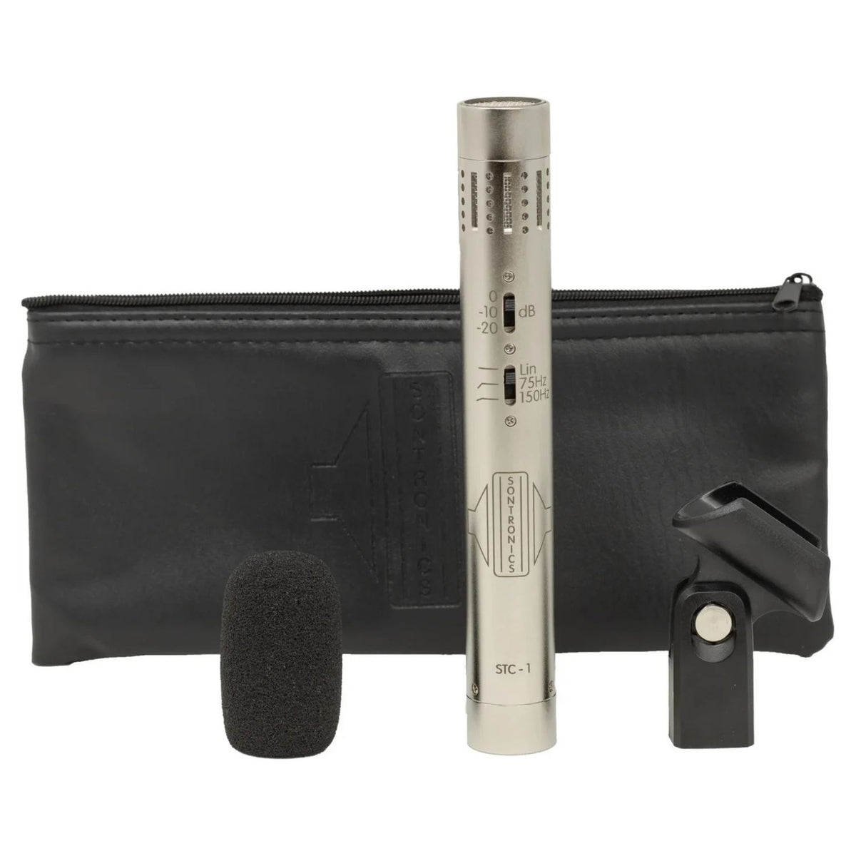 Inclusions of Sontronics STC-1 Small-Diaphragm Condenser Microphone Silver on white background