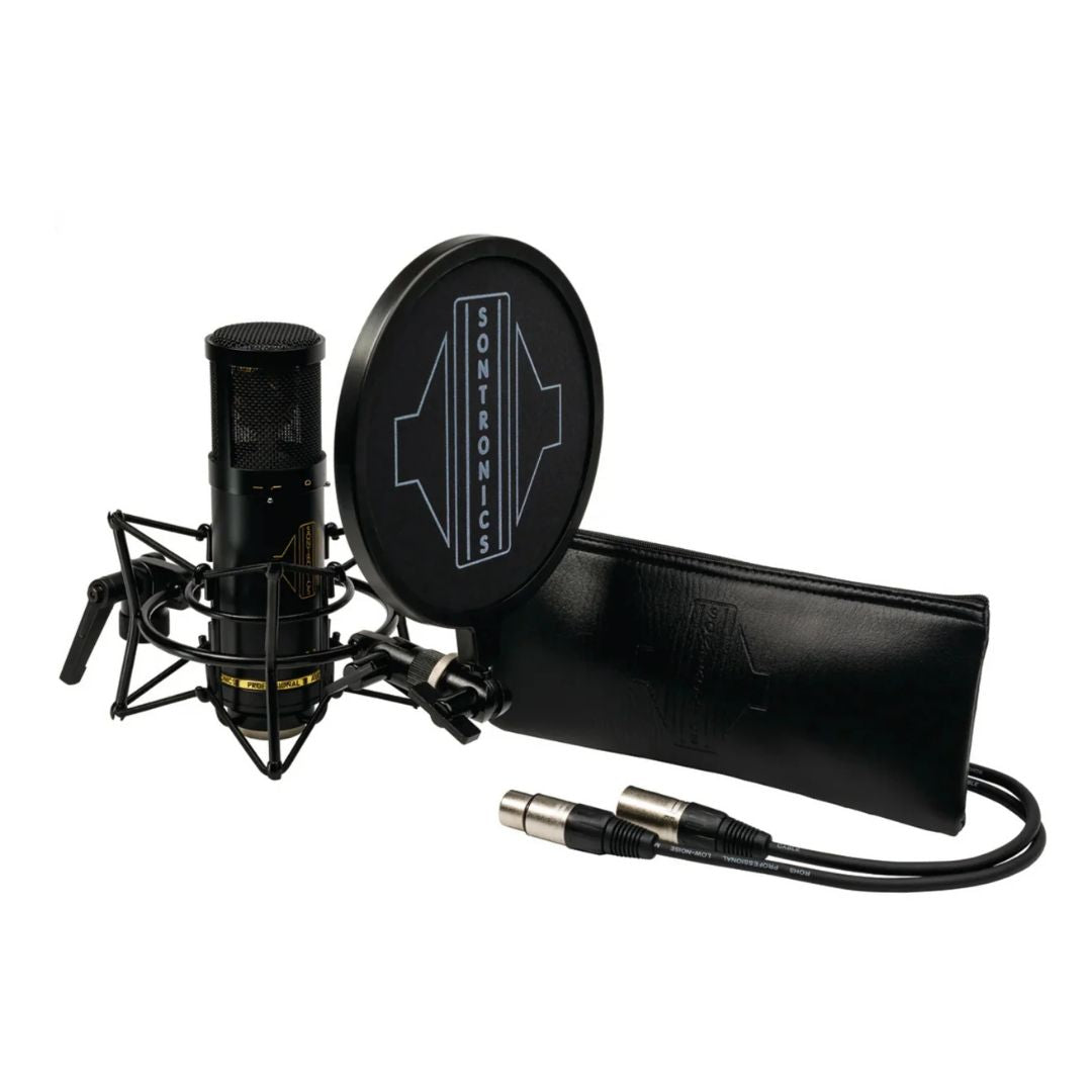 Sontronics STC-2 Pack Versatile Microphone Bundle Black and its inclusions on white background