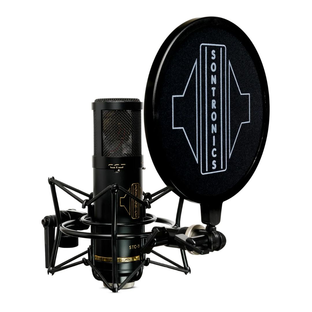 Angled view of Sontronics STC-3X Microphone Black on white background