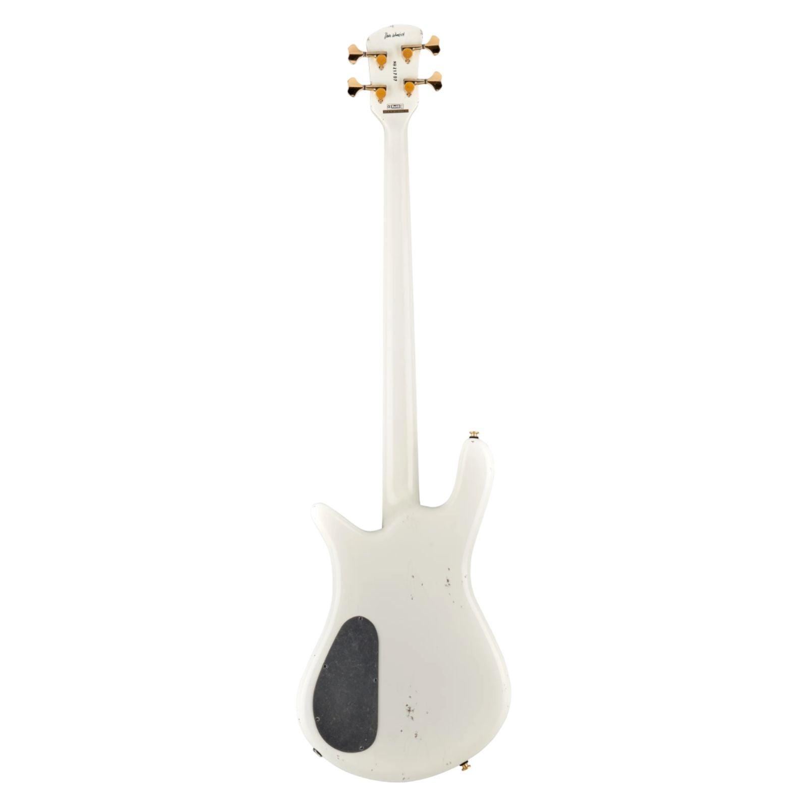 Rear view of Spector Doug Wimbish Euro 4 Signature Bass Guitar (Aged White) on white background