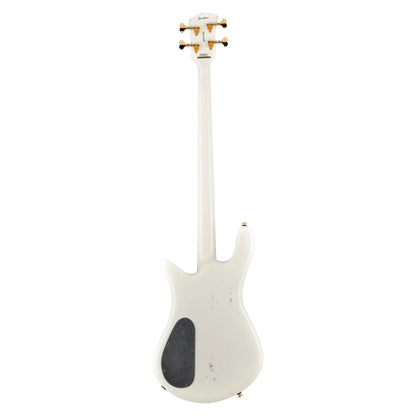 Rear view of Spector Doug Wimbish Euro 4 Signature Bass Guitar (Aged White) on white background