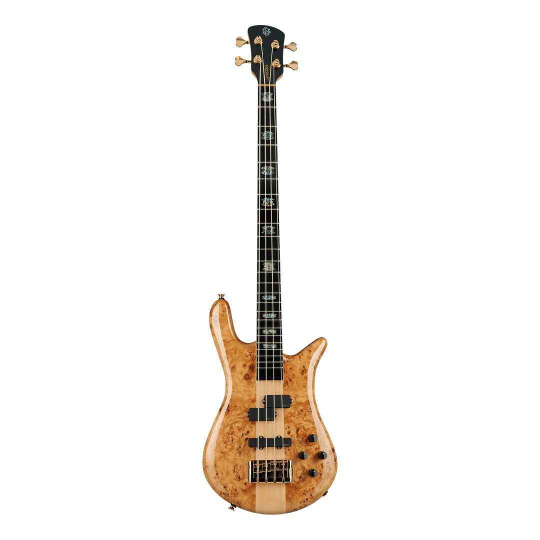 Front view of Spector Euro 4 CST Bass Guitar Natural Gloss on white background