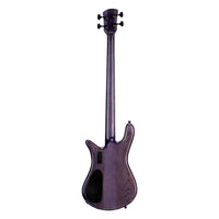 Rear view of Spector Euro 4 CST Bass Guitar Natural Violet Burst Gloss on white background