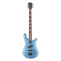 Front view of Spector Euro 4 Classic Bass Guitar Solid Metallic Blue Gloss on white background
