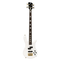 Front view of Spector Euro 4 Classic Bass Guitar Solid White on white background