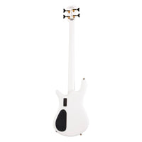 Rear view of Spector Euro 4 Classic Bass Guitar Solid White on white background