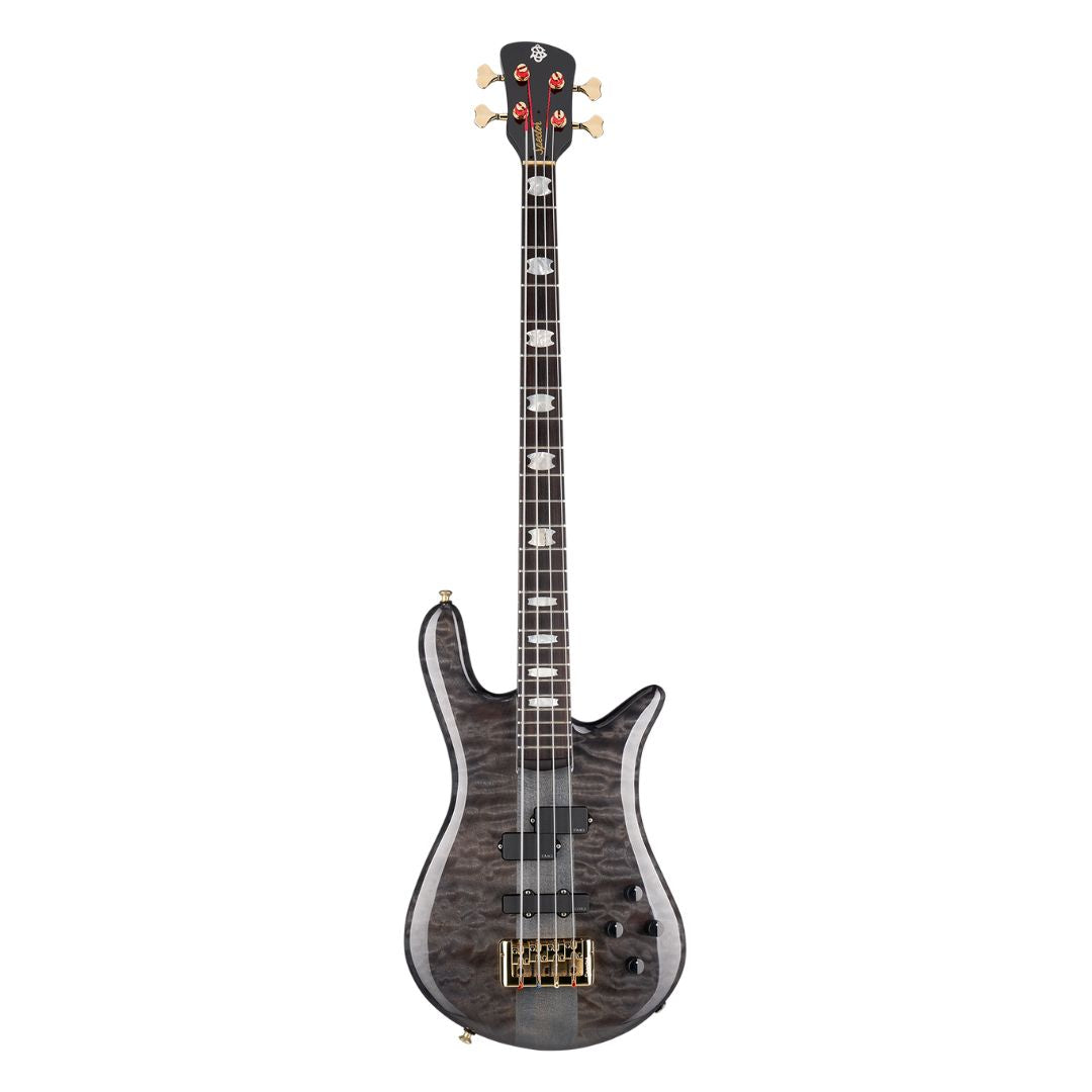 Front view of Spector Euro 4 DW Doug Wimbish Signature Bass Guitar Black Stain Gloss on white background
