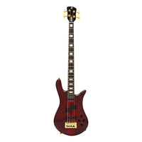 Front view of Spector Euro 4 LT Bass Guitar Red Fade Gloss on white background