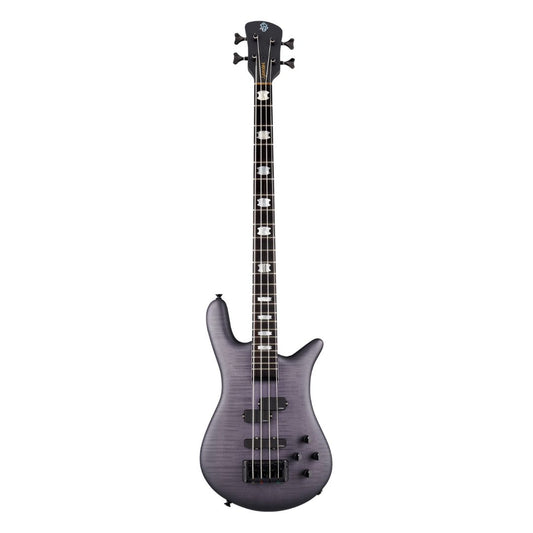 Front view of Spector Euro 4 LX Bass Guitar Nightshade on white background
